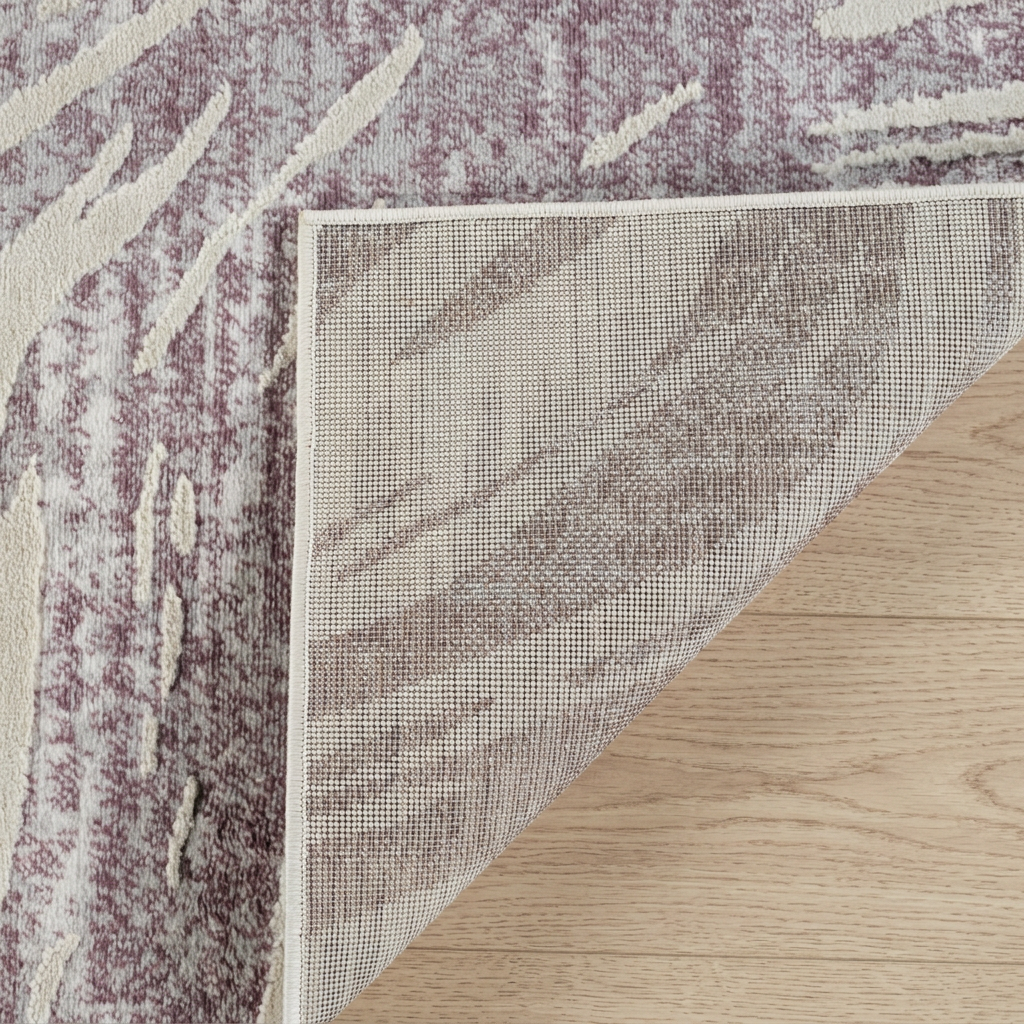 Kaze Abstract Modern Purple and Beige Indoor Rug