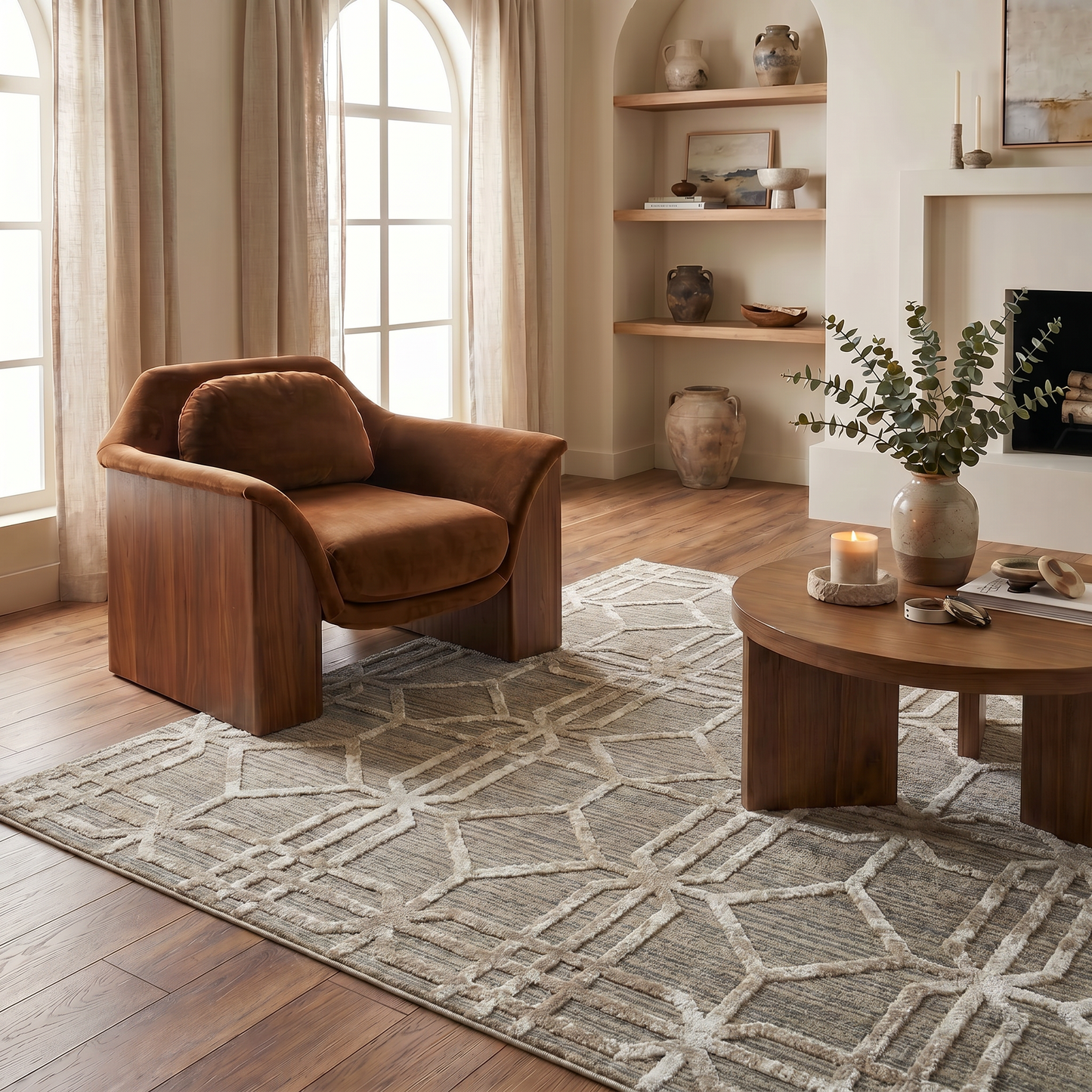 Alfombra beige moderna abstracta Nomad