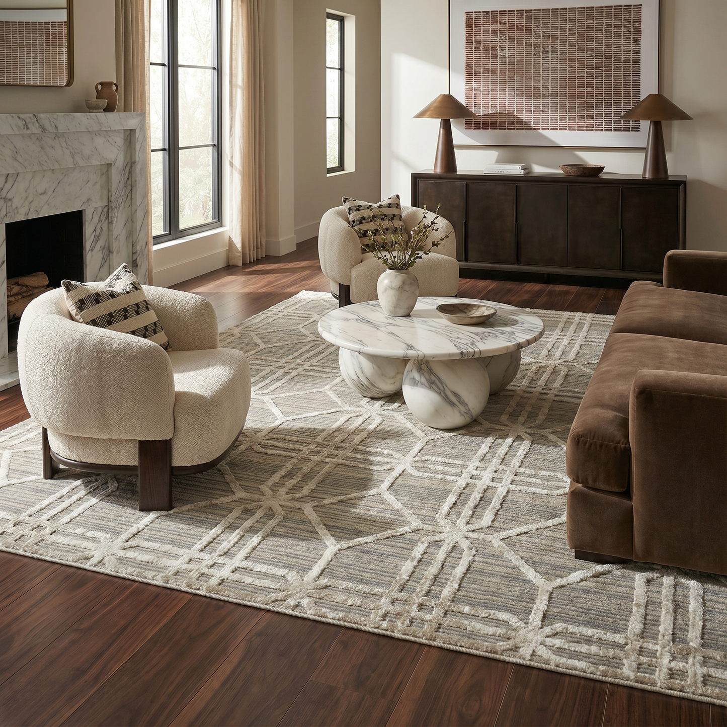 Alfombra beige moderna abstracta Nomad
