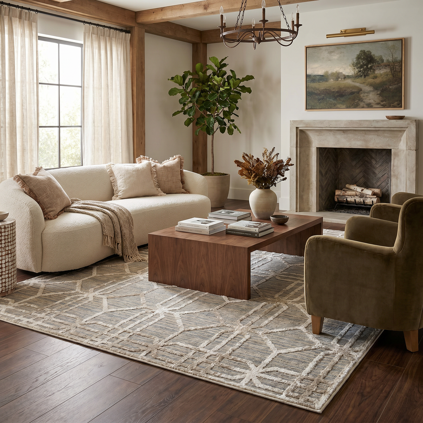 Alfombra beige moderna abstracta Nomad