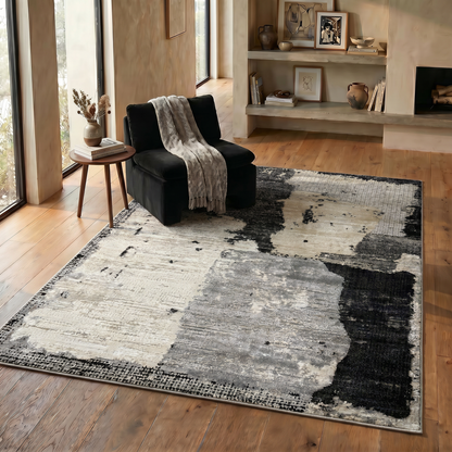 Alfombra negra moderna abstracta Nomad