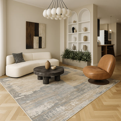 Atlas Abstract Contemporary Cream Indoor Rug