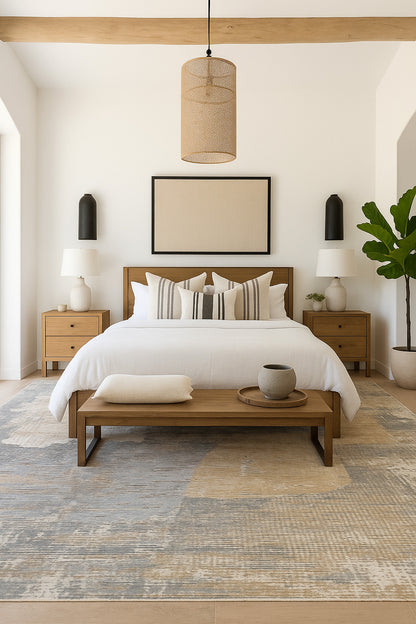 Atlas Abstract Contemporary Cream Indoor Rug