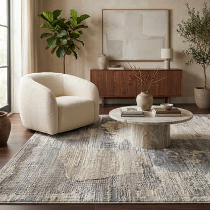 Atlas Abstract Contemporary Cream Indoor Rug