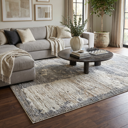Atlas Abstract Contemporary Cream Indoor Rug