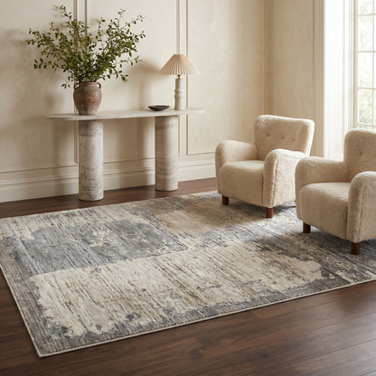 Atlas Abstract Contemporary Cream Indoor Rug