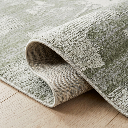 Atlas Abstract Patchwork Modern Green and Beige Indoor Rug