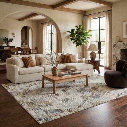 Alfombra beige moderna abstracta Nomad