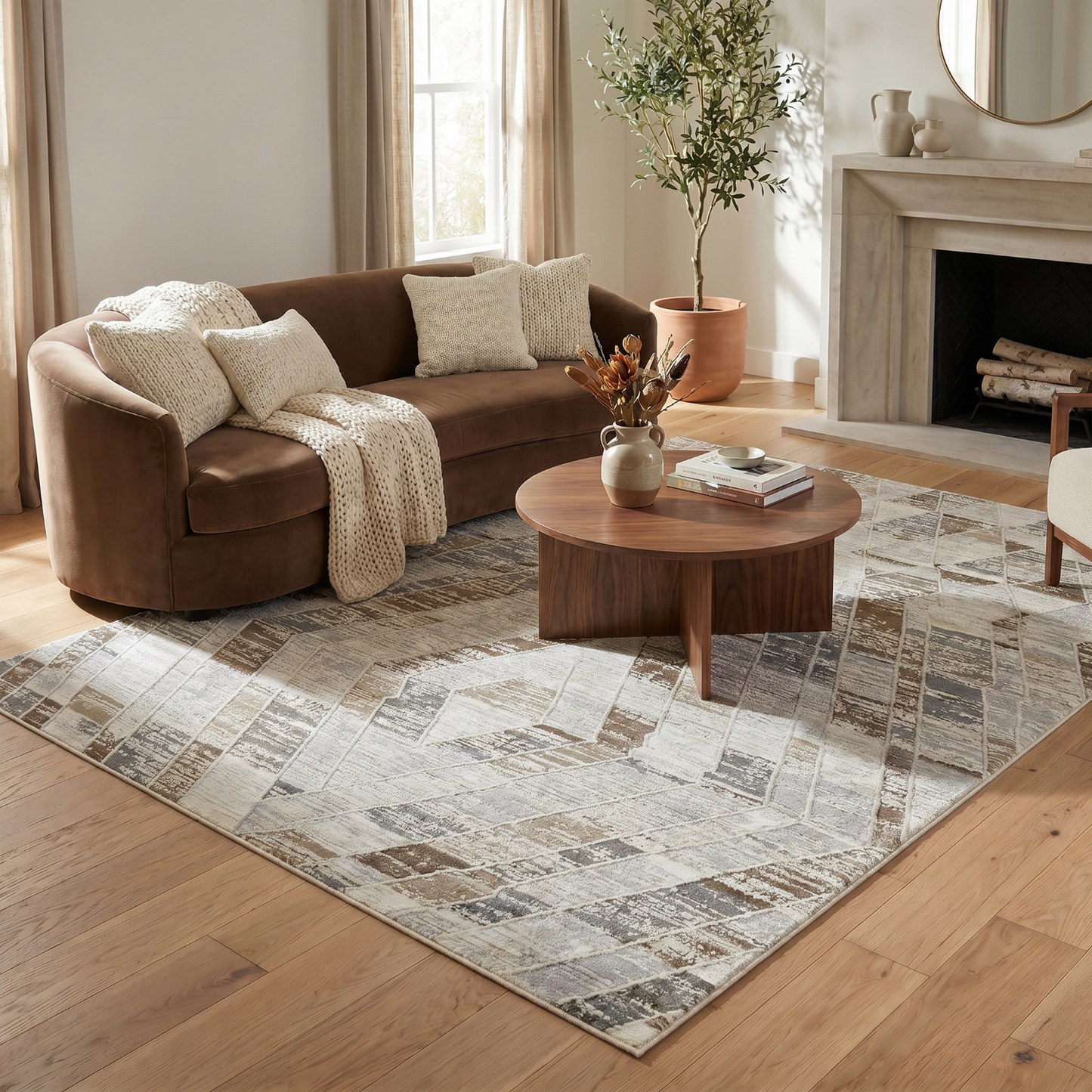 Alfombra beige moderna abstracta Nomad