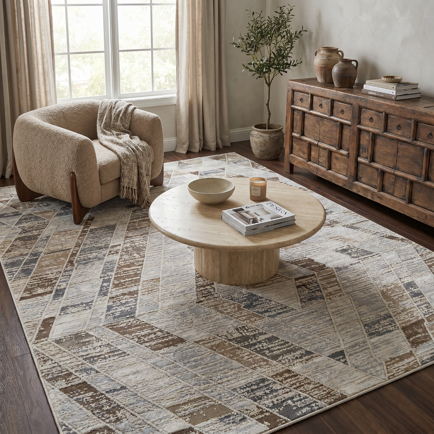 Alfombra beige moderna abstracta Nomad