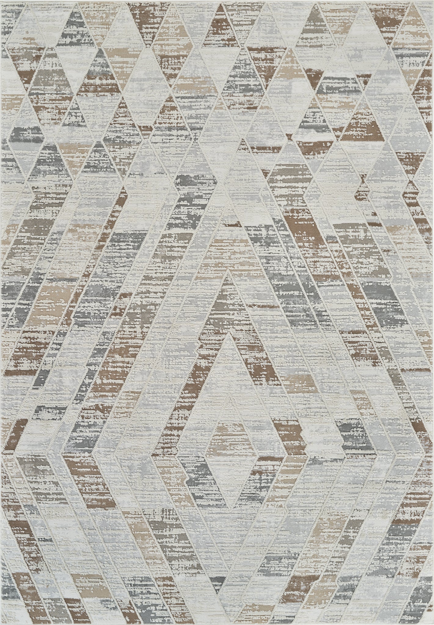 Ritu Geometric Modern Beige and Brown Indoor Rug