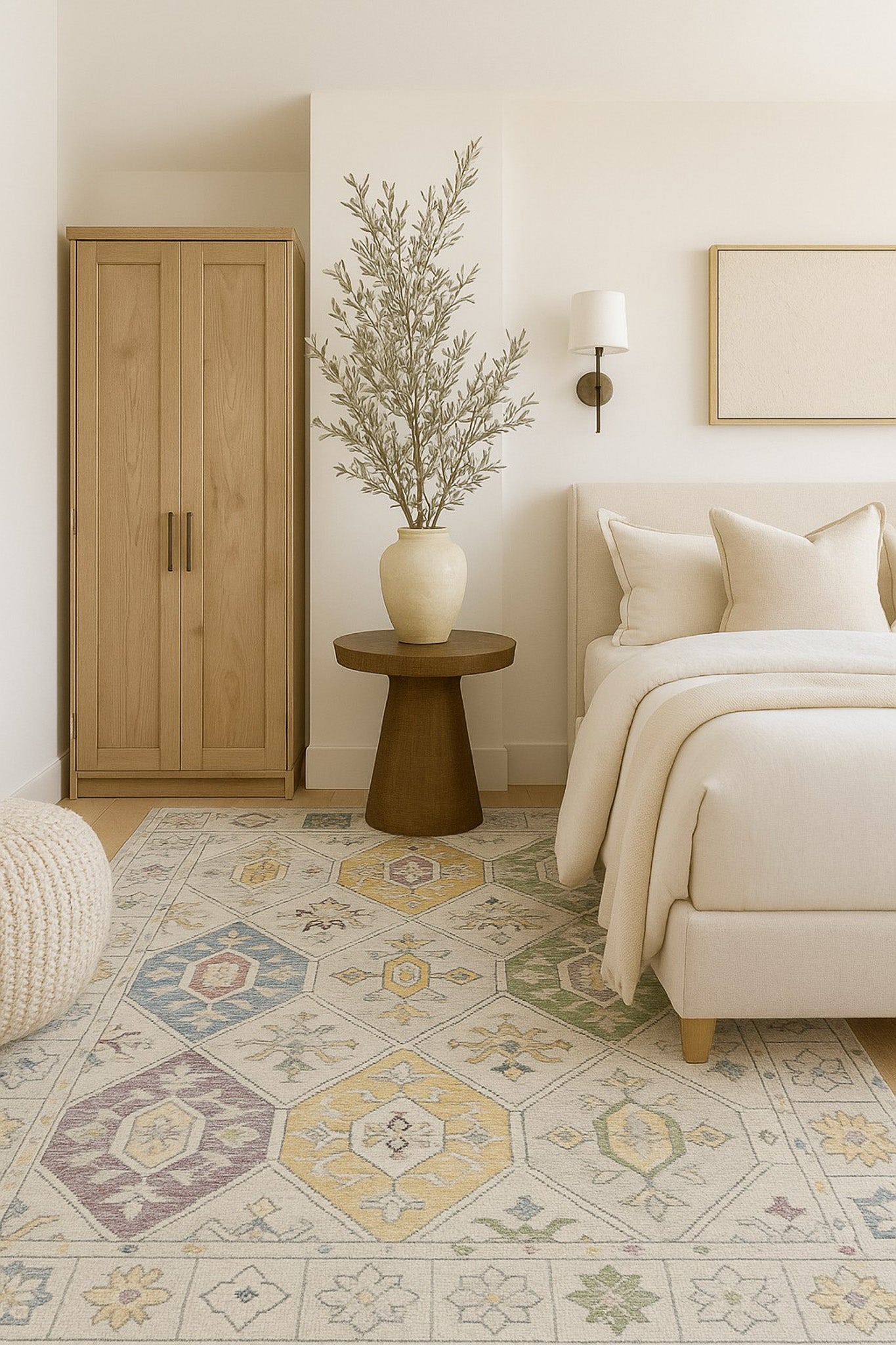Jinan Tile Medallion Traditional Beige and Grey Indoor Rug-2