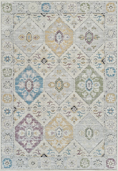 Jinan Tile Medallion Traditional Beige and Grey Indoor Rug-3