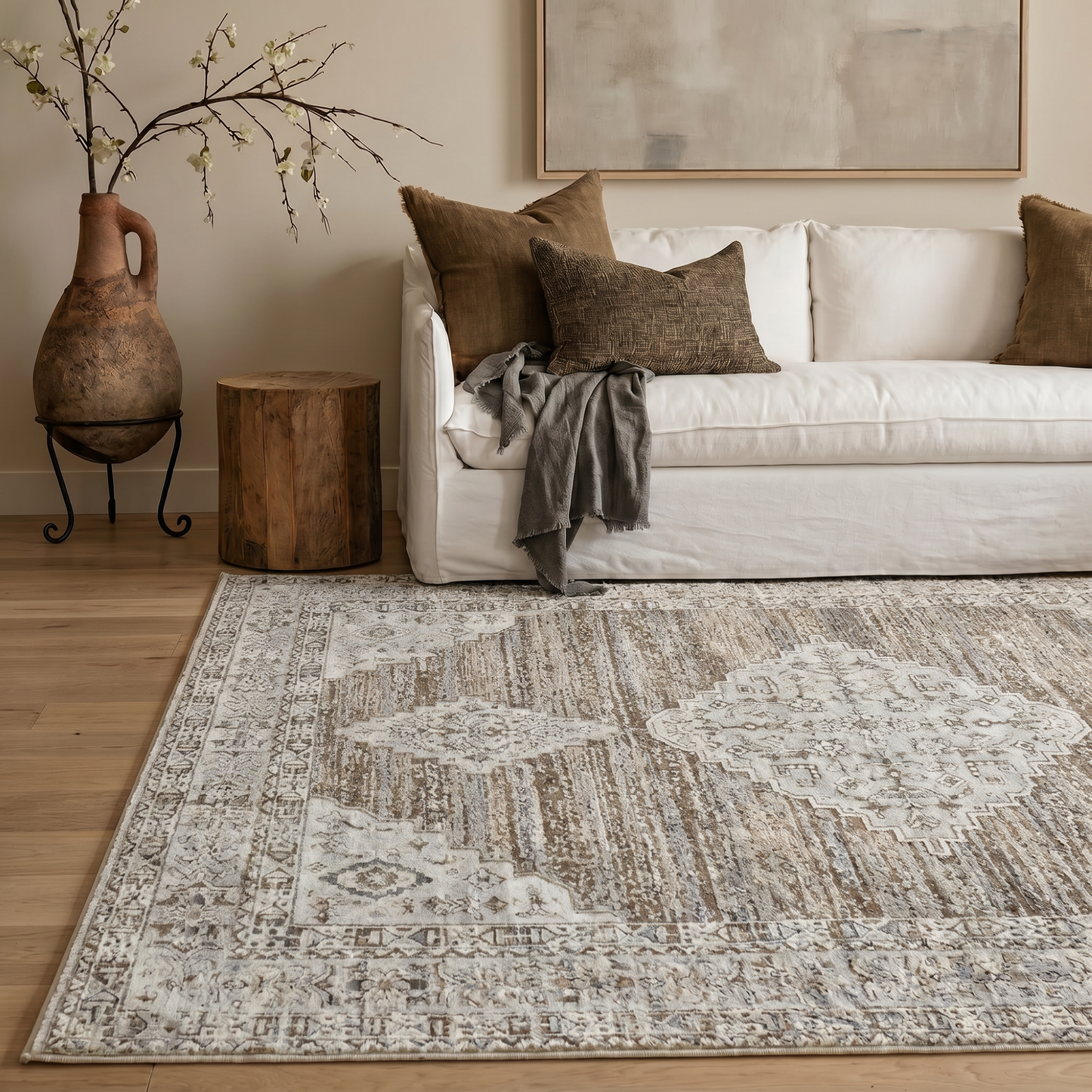 Alfombra Nomad Vintage beige desgastada