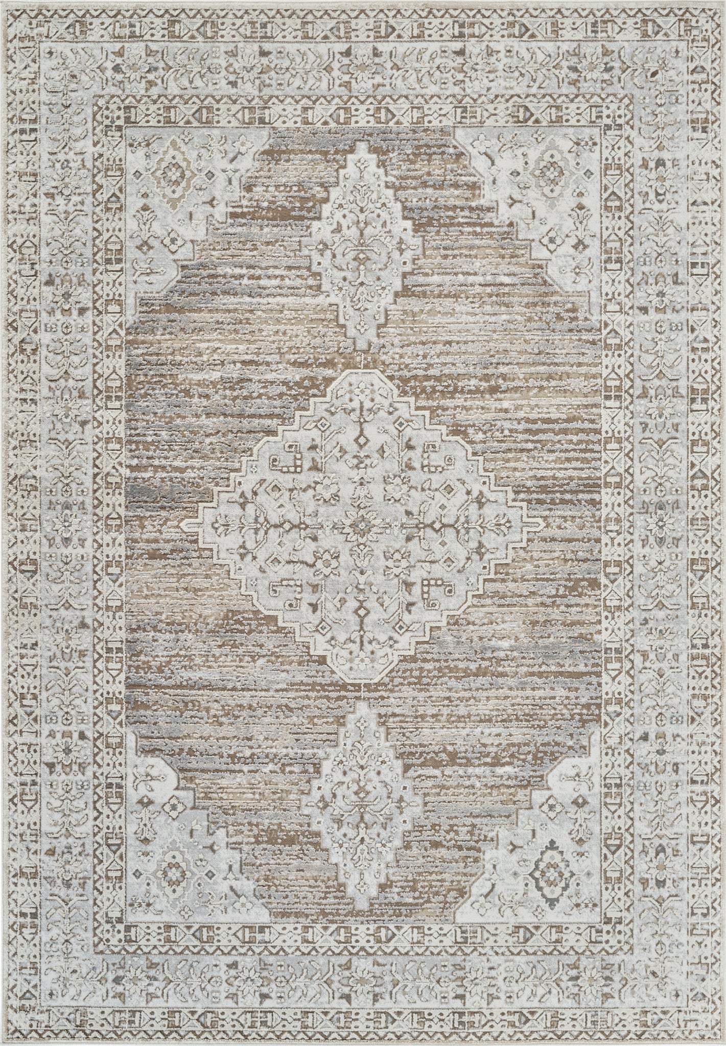 Anara Classic Medallion Traditional Beige and Brown Indoor Rug