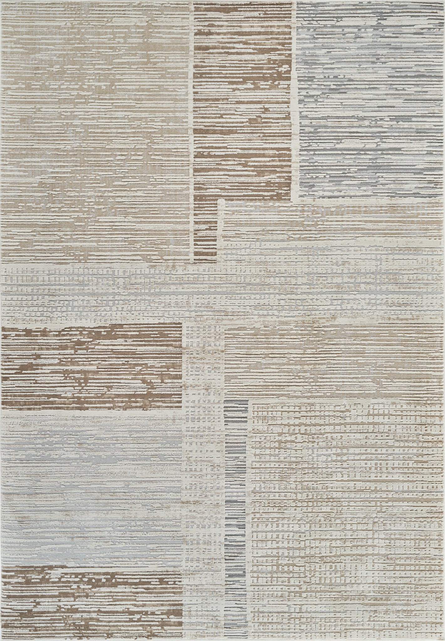 Nira Abstract Contemporary Beige and Brown Indoor Rug