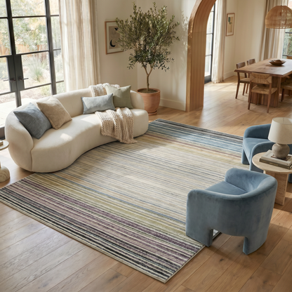 Alfombra beige moderna a rayas Nomad