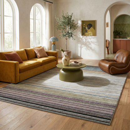 Alfombra beige moderna a rayas Nomad
