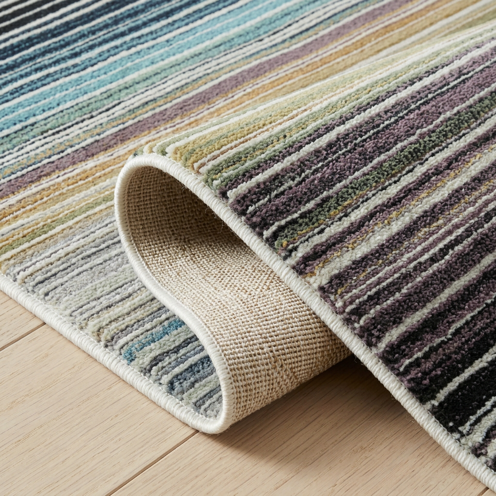 Alfombra beige moderna a rayas Nomad
