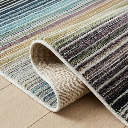 Alfombra beige moderna a rayas Nomad