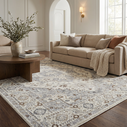 Alfombra persa oriental gris nómada