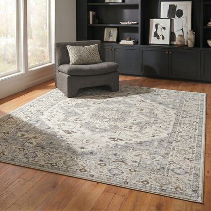 Alfombra persa oriental gris nómada