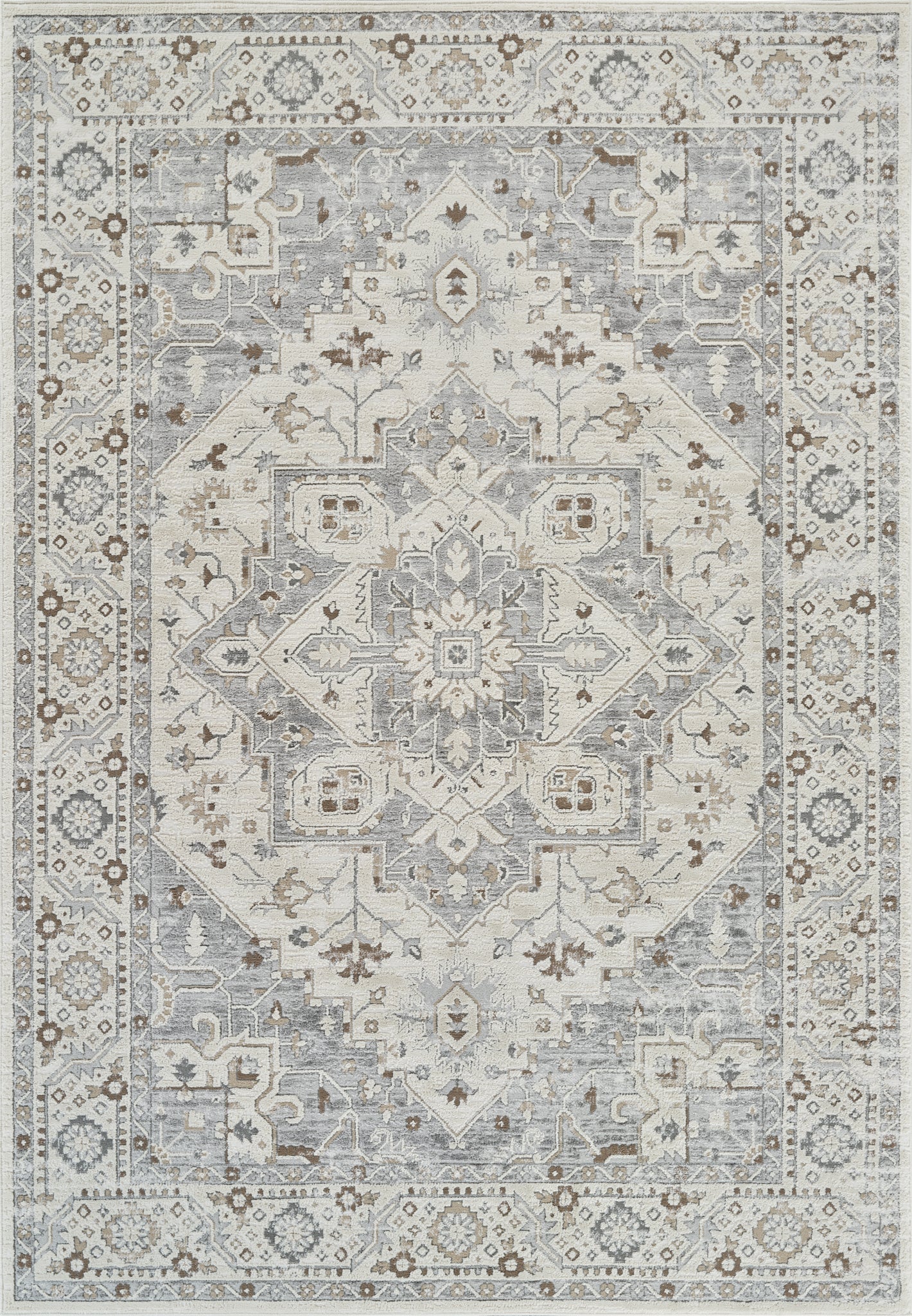 Rasan Oriental Contemporary Grey and Beige Indoor Rug-3