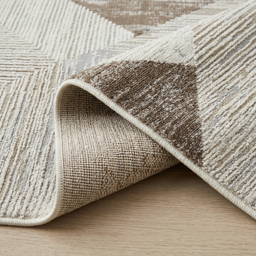 Lira Geometric Contemporary Beige and Brown Indoor Rug