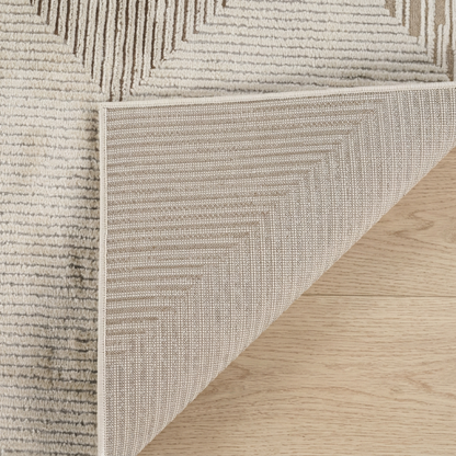 Lira Geometric Contemporary Beige and Brown Indoor Rug