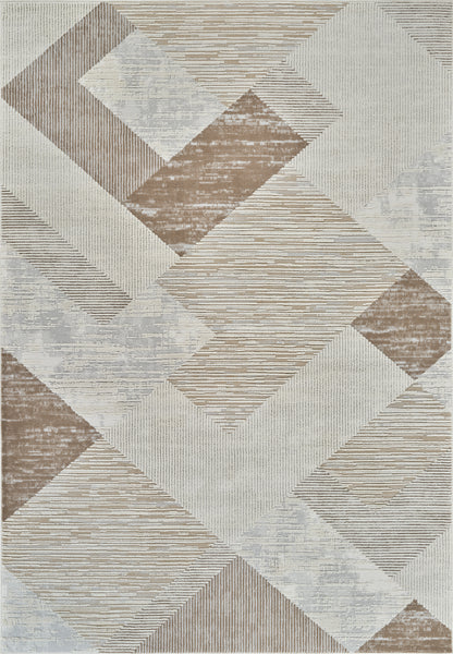 Lira Geometric Contemporary Beige and Brown Indoor Rug