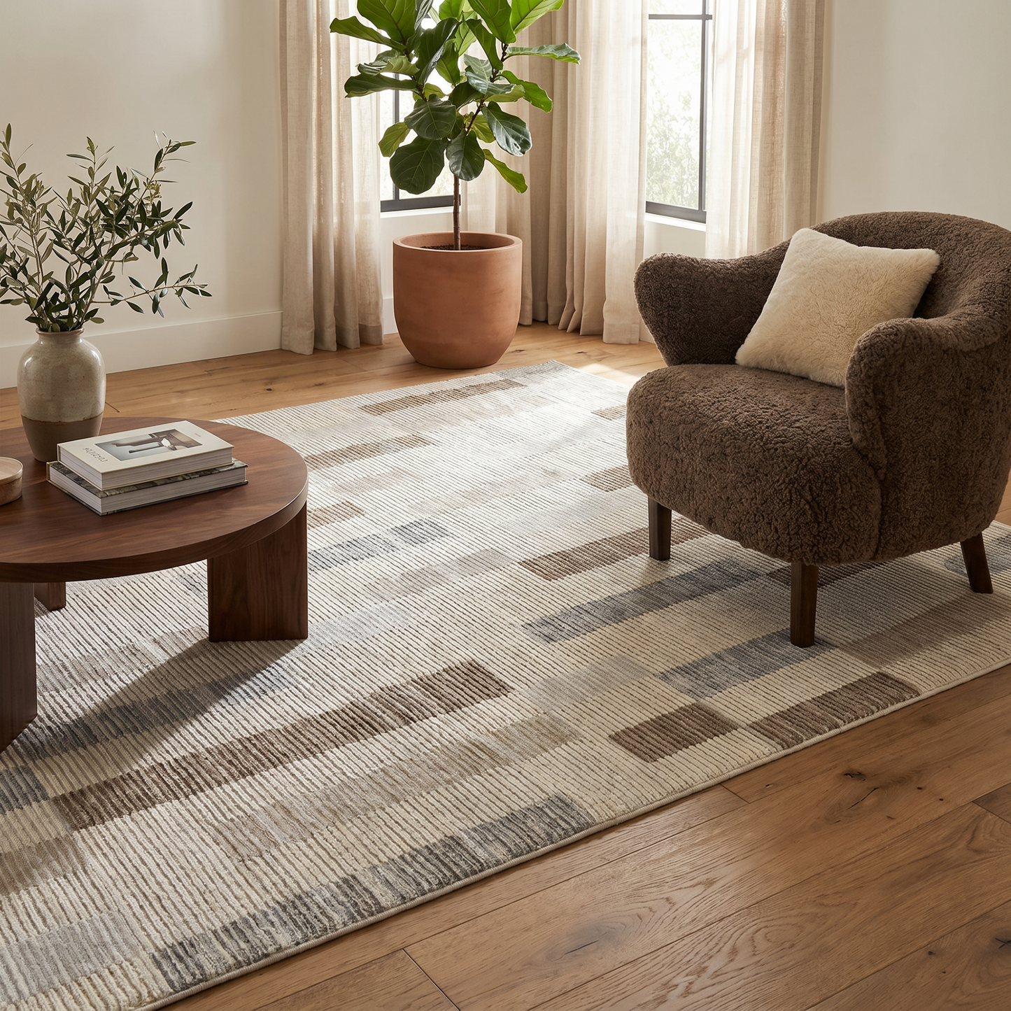 Alfombra beige moderna abstracta Nomad