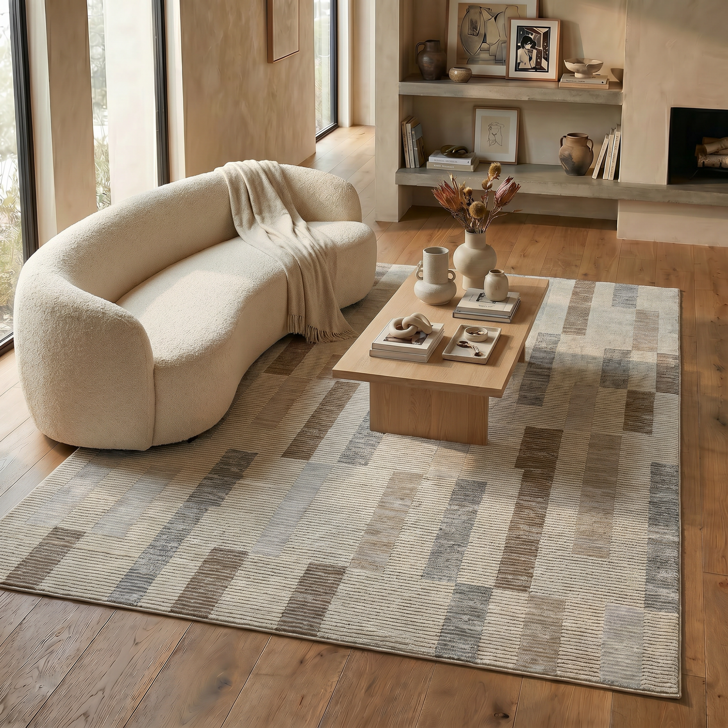 Alfombra beige moderna abstracta Nomad