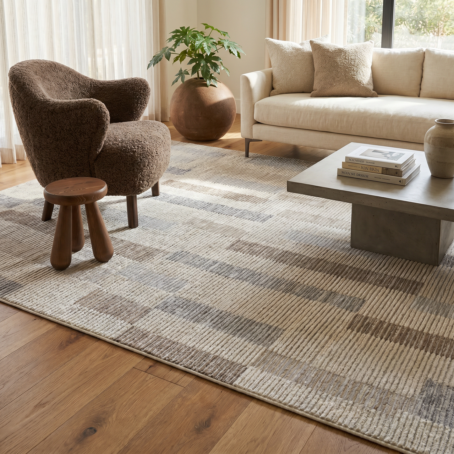 Alfombra beige moderna abstracta Nomad