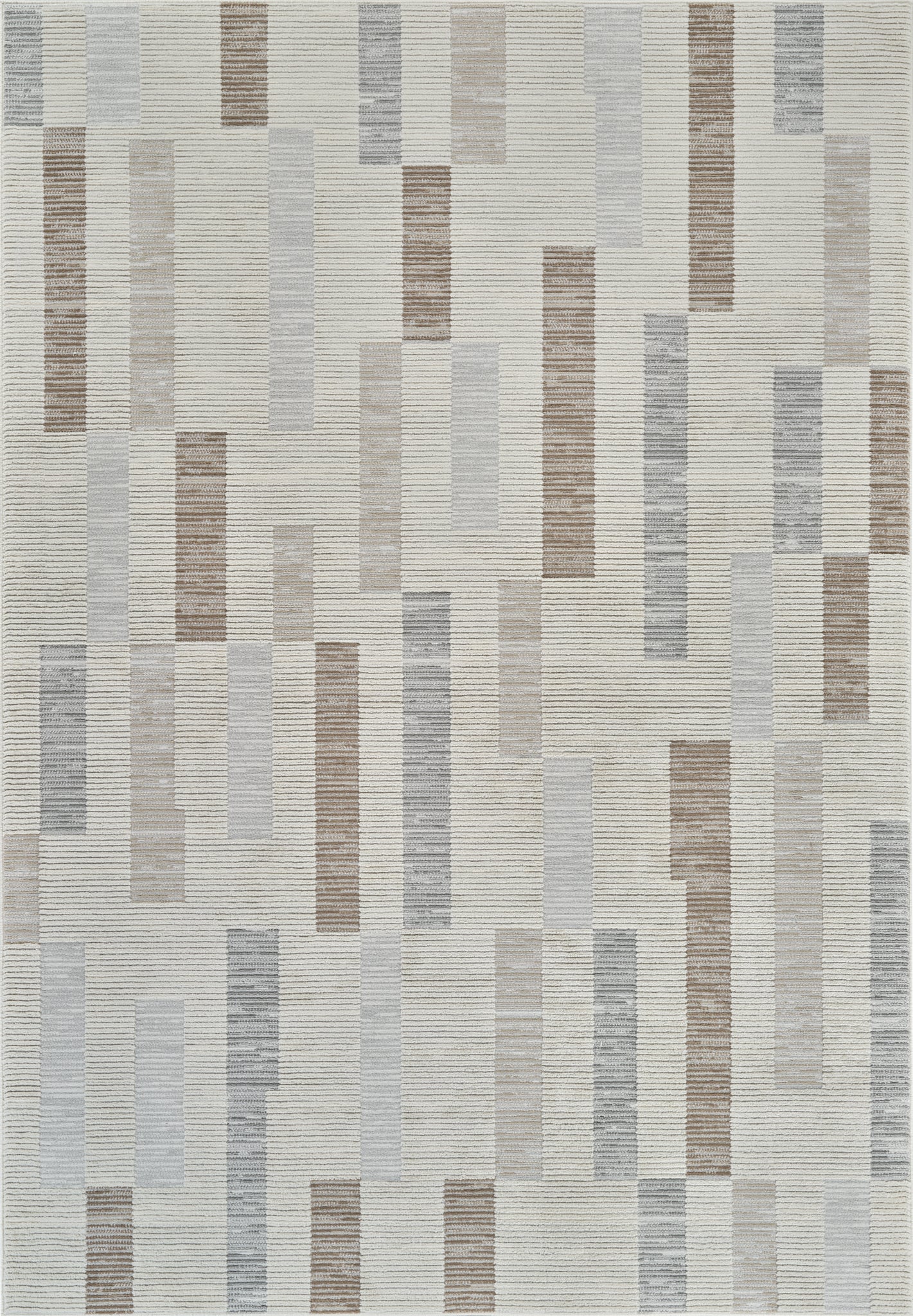 Rune Abstract Contemporary Beige and Brown Indoor Rug