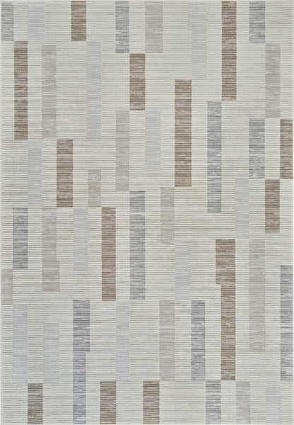 Rune Abstract Contemporary Beige and Brown Indoor Rug