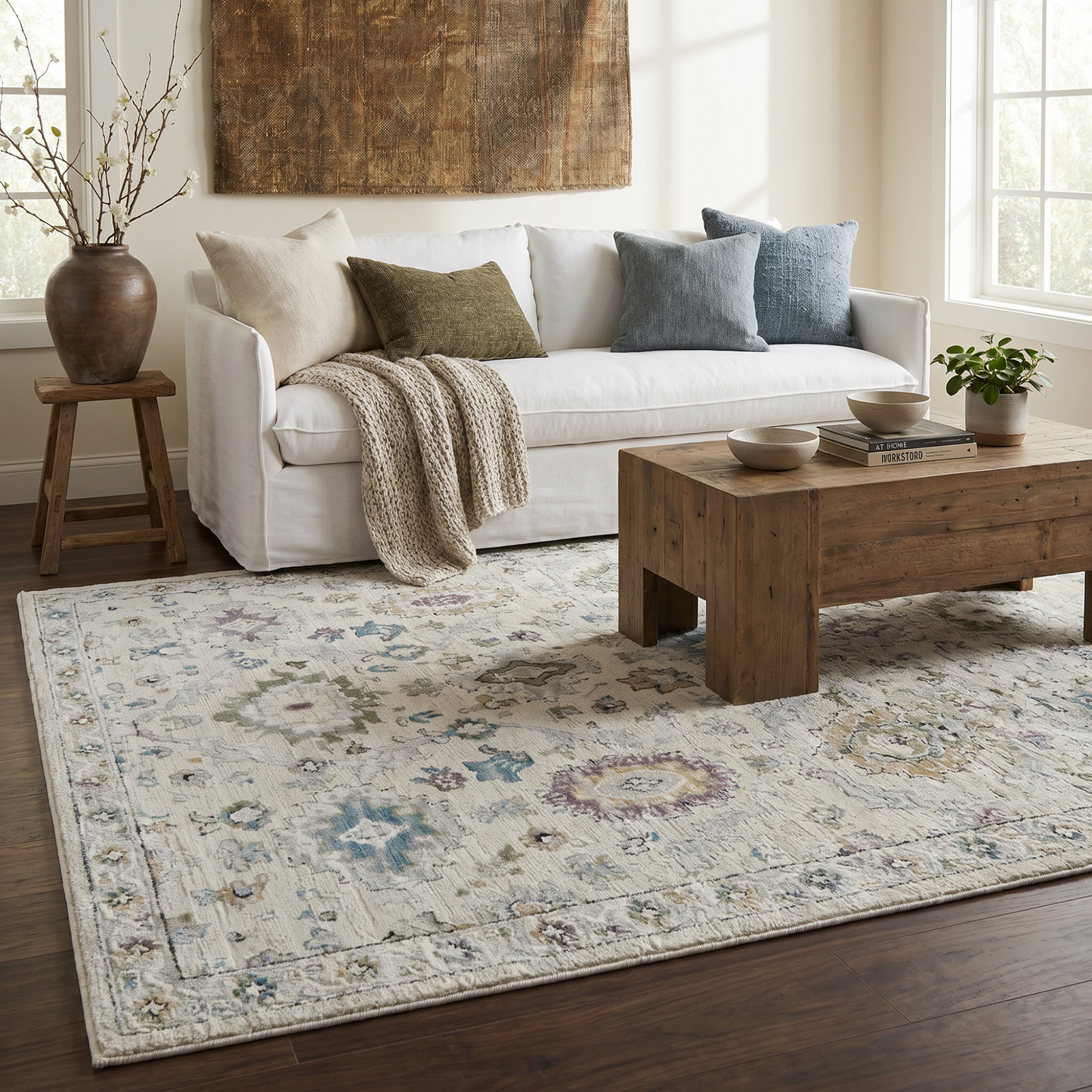 Alfombra bohemia clásica beige Nomad