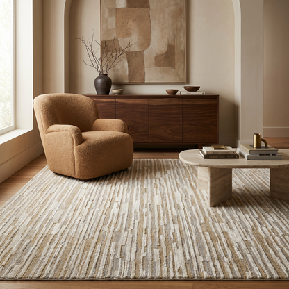 Riva Abstract Contemporary Beige and Brown Indoor Rug