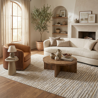 Riva Abstract Contemporary Beige and Brown Indoor Rug