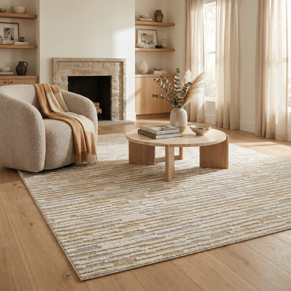 Riva Abstract Contemporary Beige and Brown Indoor Rug