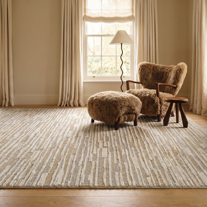 Riva Abstract Contemporary Beige and Brown Indoor Rug