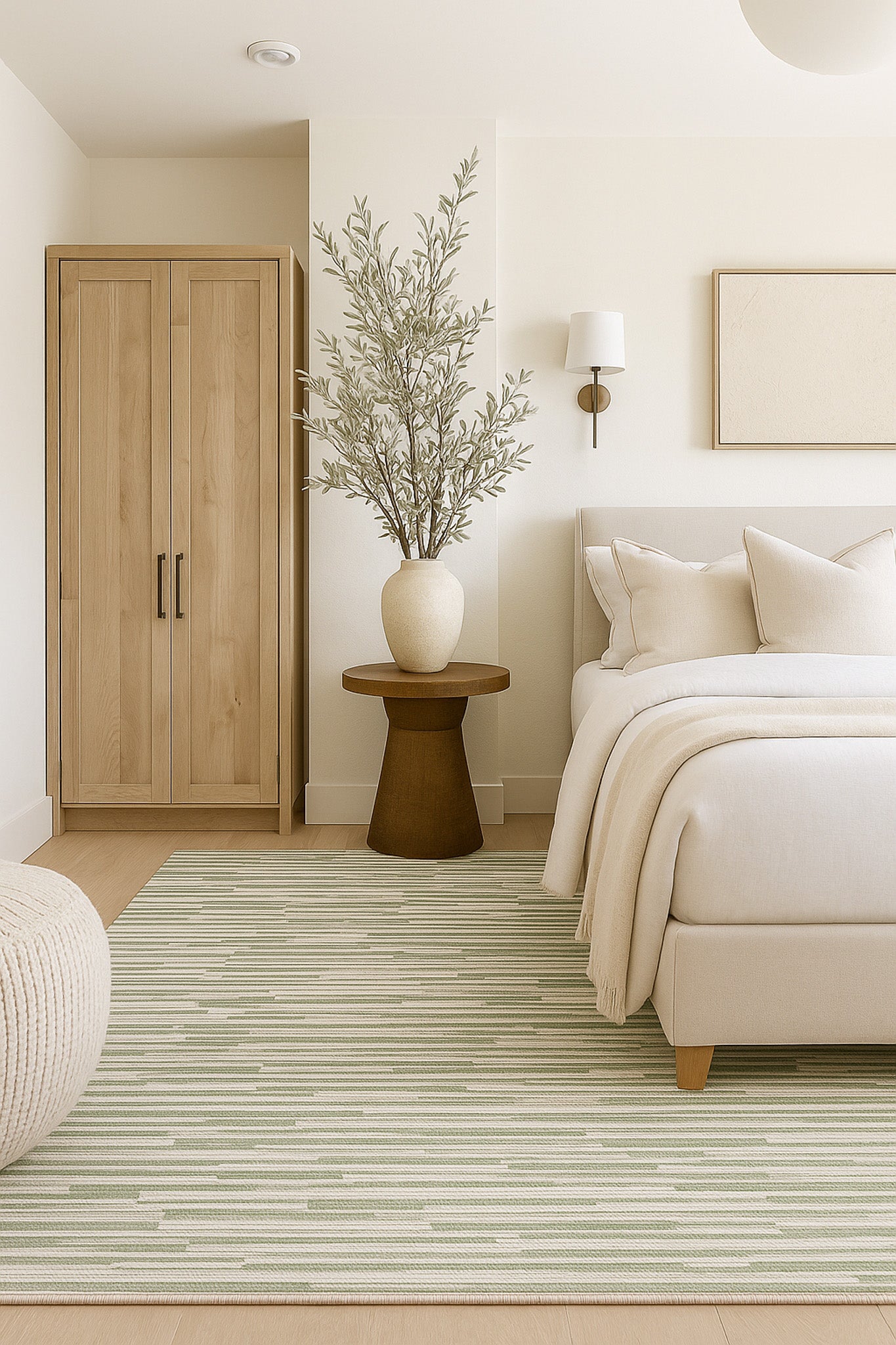 Riva Abstract Contemporary Green and Beige Indoor Rug-2