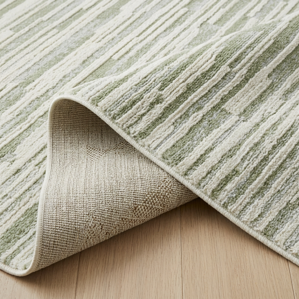 Riva Abstract Contemporary Green and Beige Indoor Rug