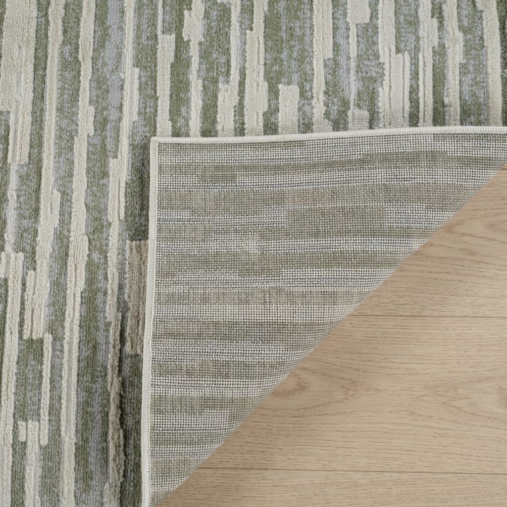 Riva Abstract Contemporary Green and Beige Indoor Rug