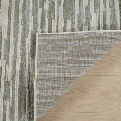 Riva Abstract Contemporary Green and Beige Indoor Rug
