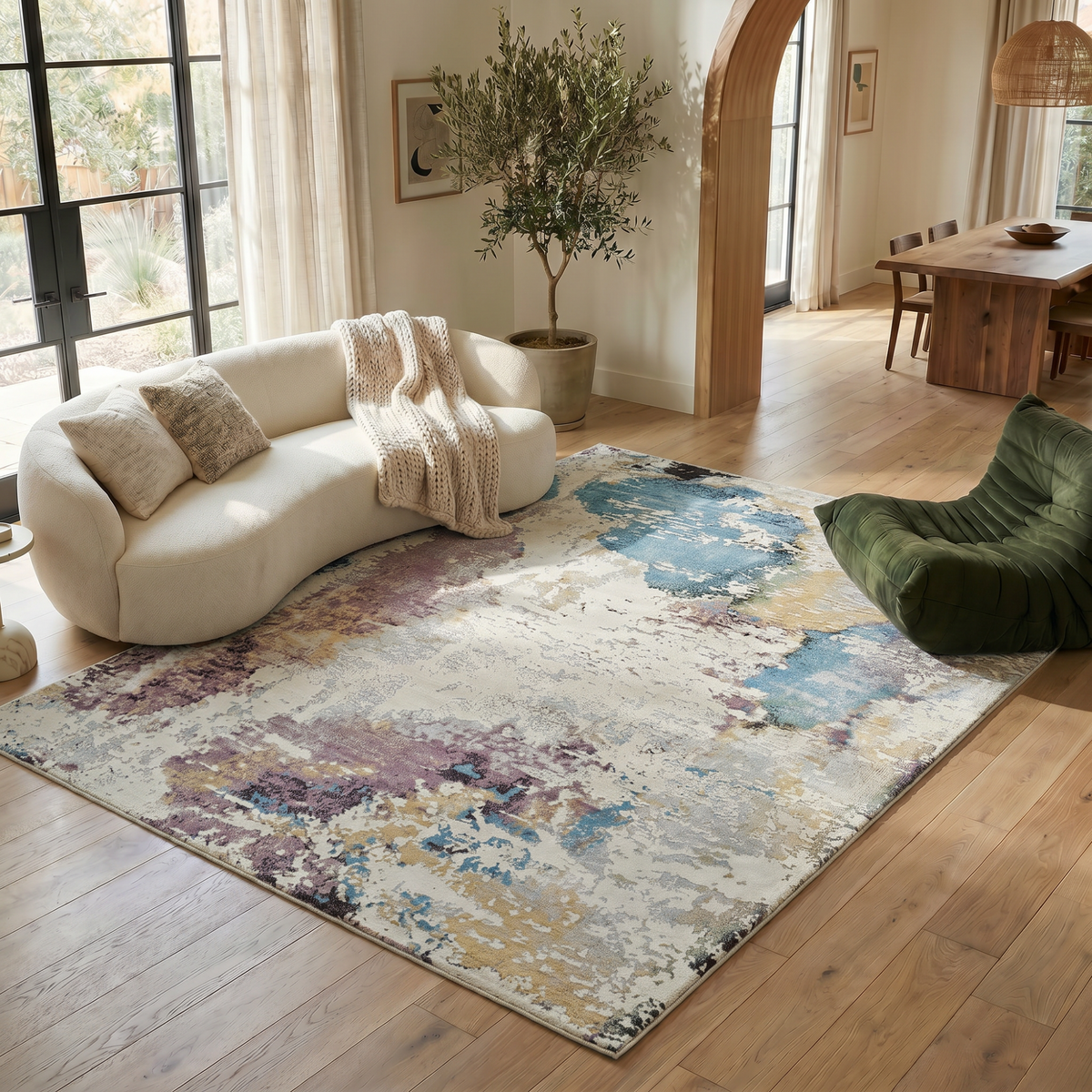 Tapis beige moderne abstrait Nomad