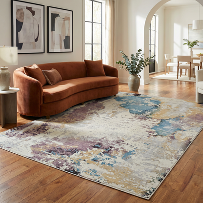 Sola Distressed Beige and Blue Indoor Rug