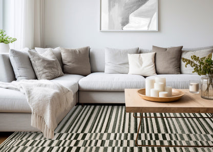Contemporary Stripes Green Area Rug-3