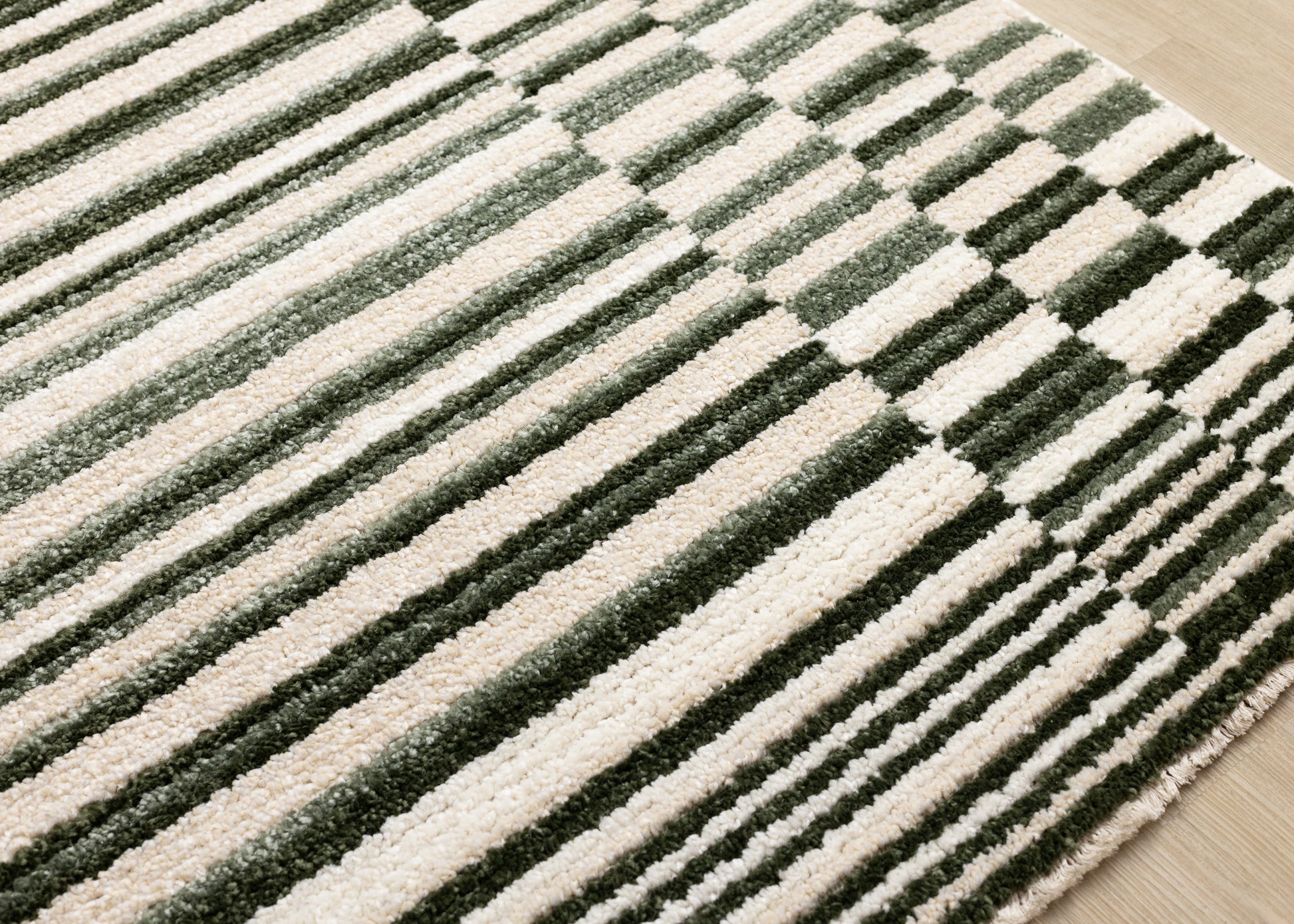 Contemporary Stripes Green Area Rug-4