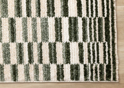 Contemporary Stripes Green Area Rug-5