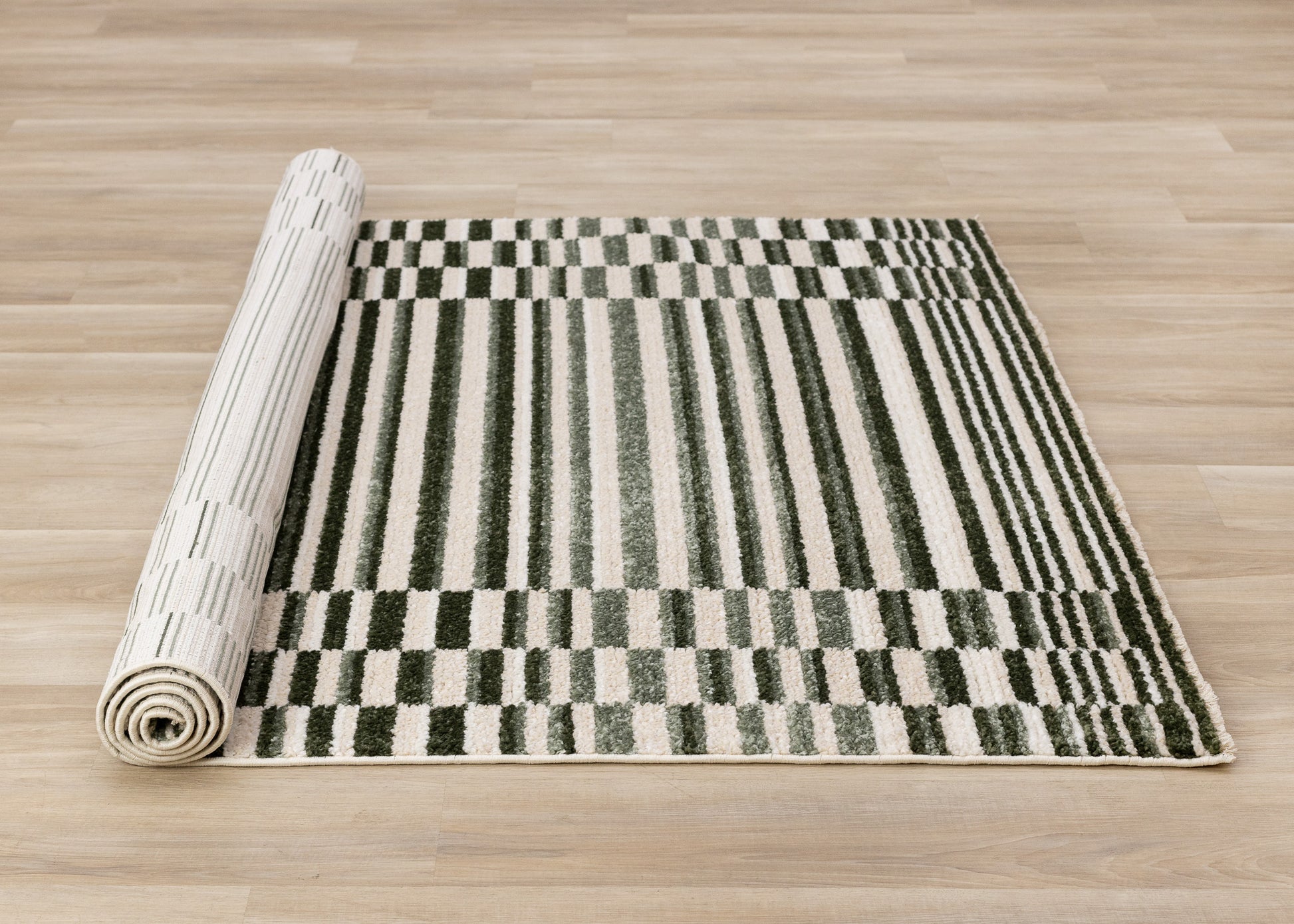 Contemporary Stripes Green Area Rug-7